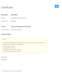 Preview image Certificate of participation for the course