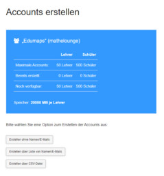 Screenshot: Seite Accounts erstellen