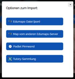 Vorschaubild Optionen zum Import auf Edumaps