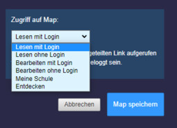Screenshot: Zugriffsrechte einer Map
