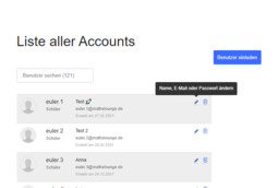 Liste aller Benutzer mit Bearbeitungsoption
