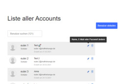 Vorschaubild Liste aller Benutzer mit Bearbeitungsoption