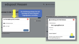 Vorschaubild Schritt3<br>Einmalig mit den Zugangsdaten des Edupools verbinden.