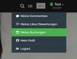 Vorschaubild Menü mit „Meine Buchungen“