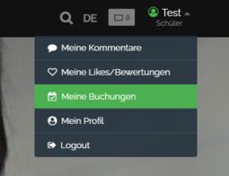 Vorschaubild Menü mit „Meine Buchungen“