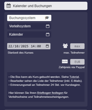 Vorschaubild Option „Buchungssystem“