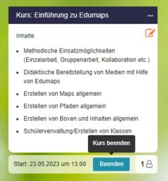 „Beenden“-Button unterhalb der Box