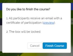 Preview image Dialog for finishing the course