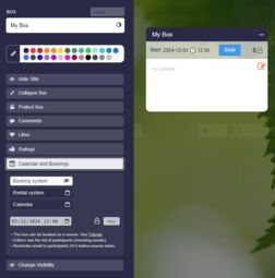 Preview image Activated option “Calendar and Bookings”