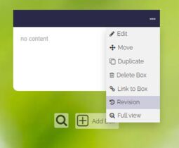 Preview image Box menu with Revision History
