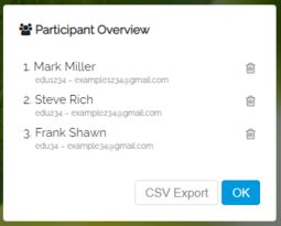 Preview image CSV export of the participant list