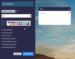 Einstellung halbtransparente Box-Farbe<br>und Box mit Farbe füllen