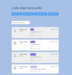 Vorschaubild Liste aller Accounts