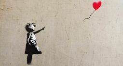 Vorschaubild Banksy<br>This street art is called "Girl with Balloon ".<br>She was painted in 2002 in London. We can see on this painting a little girl stretching her arm towards a heart-shaped balloon. It's represent a message of hope. It's abeautiful and emotional picture. <br>The Girl with ballon is a series of urban artworks by Banksy. It is a stencil painting first appeared in 2002 in London on the Waterloo Bridge in South Bank. A later version of this work, in a frame created by the artist, was auctioned on October 5, 2018. Immediately after the sale, the work self-destructed before the incredulous eyes of the buyers. To the right of the girl is written "There is always hope". The inscription and the ball are at the same height as to show that the ball represents hope.