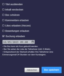 Option „Buchungen erlauben“
