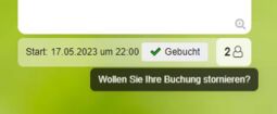 Option zum Stornieren der eigenen Buchung