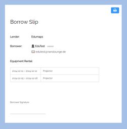 Preview image Borrow slip for Printing