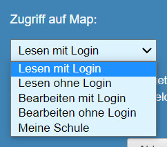 Screenshot: Zugriffsrechte für eine Map
